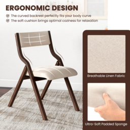 Costway Set of 2 Beige Foldable Dining Chairs - Size: 96 x 57 x 25cm - Cream - Wilko - thumbnail 7