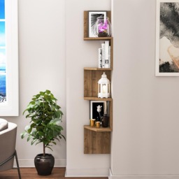 Decorotika Desaldo 4 Shelf Walnut Corner Wall Mounted Shelving Unit - Size: 155.2 x 29.6 x 29.6cm - Brown - Wilko - thumbnail 6