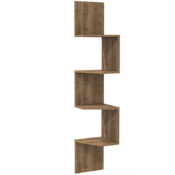 Decorotika Desaldo 4 Shelf Walnut Corner Wall Mounted Shelving Unit - Size: 155.2 x 29.6 x 29.6cm - Brown - Wilko - thumbnail 3