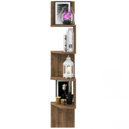 Decorotika Desaldo 4 Shelf Walnut Corner Wall Mounted Shelving Unit - Size: 155.2 x 29.6 x 29.6cm - Brown - Wilko - thumbnail 4