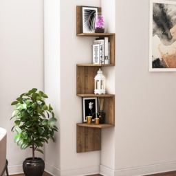 Decorotika Desaldo 4 Shelf Walnut Corner Wall Mounted Shelving Unit - Size: 155.2 x 29.6 x 29.6cm - Brown - Wilko - thumbnail 7