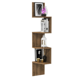 Decorotika Desaldo 4 Shelf Walnut Corner Wall Mounted Shelving Unit - Size: 155.2 x 29.6 x 29.6cm - Brown - Wilko - thumbnail 5