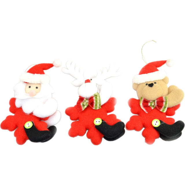 Shatchi 3 Piece Teddy Christmas Tree Hanging Decoration - Size: 14 x 12 x 2cm - Multi - Wilko - image 1