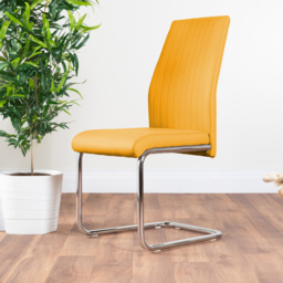 Furniturebox Copeland Fontana Marble Effect 2 Seater Dining Set White Mustard and Chrome - Yellow - Wilko - thumbnail 4