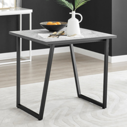 Furniturebox Copeland Fontana Marble Effect 2 Seater Dining Set White Mustard and Chrome - Yellow - Wilko - thumbnail 3