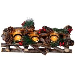 Marco Paul Wooden Branch Triple Tea Table Light Christmas Decoration Ornament - Size: 37 x 15 x 10cm - Brown - Wilko - thumbnail 1