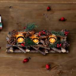 Marco Paul Wooden Branch Triple Tea Table Light Christmas Decoration Ornament - Size: 37 x 15 x 10cm - Brown - Wilko - thumbnail 3