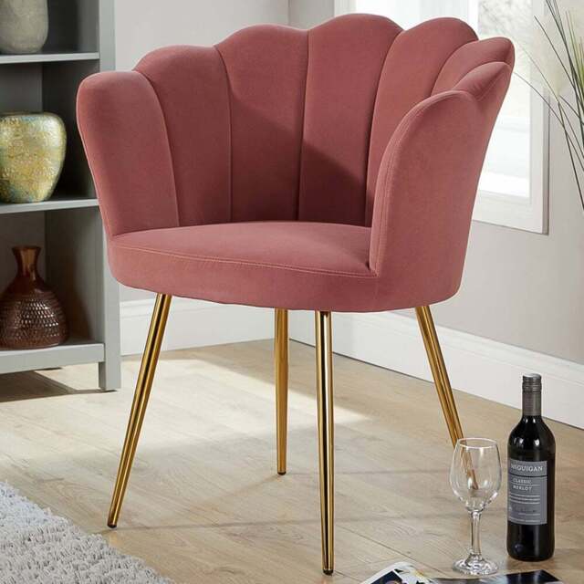 Home Source Pink Scallop Round Back Accent Chair - Size: Single - Wilko - image 1