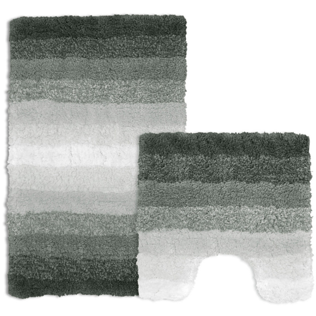 Mayfair Superstripe Grey Bath Mat Set - Silver - Wilko - image 1