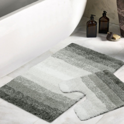 Mayfair Superstripe Grey Bath Mat Set - Silver - Wilko - thumbnail 3