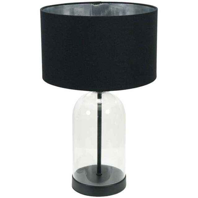 ValueLights Jessy Black Glass LED Table Lamp with Black and Chrome Velvet Lamp Shade - Size: 45 x 25 x 25cm - White - Wilko - image 1