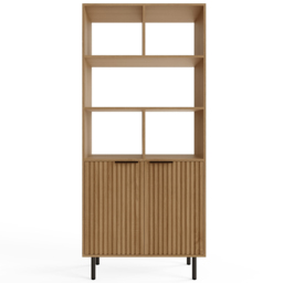 GFW Nervata 2 Door 5 Shelf Oak and Black Ribbed Tall Shelving Unit - Wilko - thumbnail 4