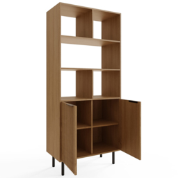 GFW Nervata 2 Door 5 Shelf Oak and Black Ribbed Tall Shelving Unit - Wilko - thumbnail 5