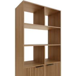 GFW Nervata 2 Door 5 Shelf Oak and Black Ribbed Tall Shelving Unit - Wilko - thumbnail 7
