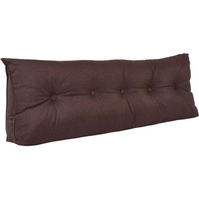 Living and Home Brown Washable Wedge Headboard Pillow with Side Pocket 50 x 150cm - Size: 50 x 150 x 20cm - Wilko - image 1