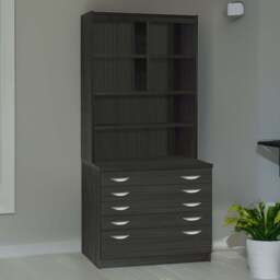 R White Cabinets 5 Drawer 6 Shelf A2 Plan Black Chest of Drawers with Hutch - Wilko - thumbnail 1