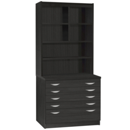 R White Cabinets 5 Drawer 6 Shelf A2 Plan Black Chest of Drawers with Hutch - Wilko - thumbnail 3