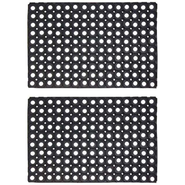 JVL Rondo Rubber Scraper Door Mat 40 x 60cm 2 Pack - Black - JVL Homewares - Wilko - image 1