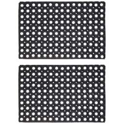 JVL Rondo Rubber Scraper Door Mat 40 x 60cm 2 Pack - Black - JVL Homewares - Wilko - thumbnail 1