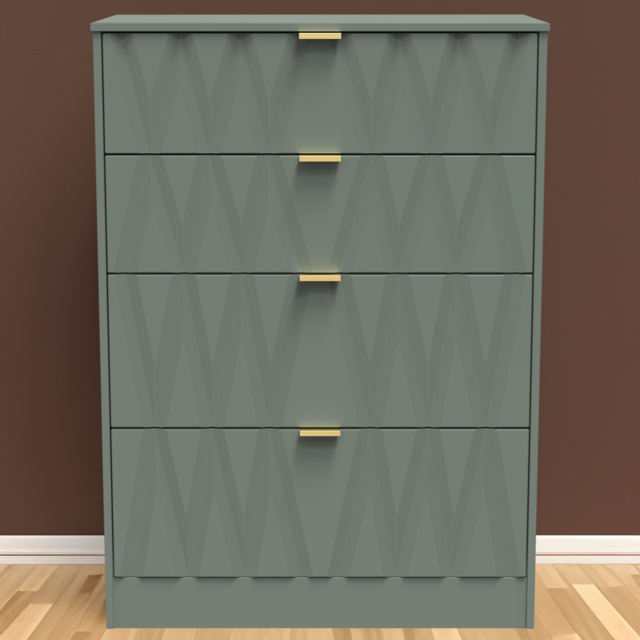 Crowndale Las Vegas 4 Drawer Reed Green Deep Chest of Drawers Ready Assembled - Wilko - image 1