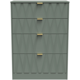 Crowndale Las Vegas 4 Drawer Reed Green Deep Chest of Drawers Ready Assembled - Wilko - thumbnail 4