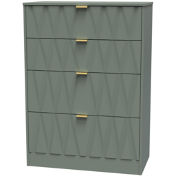Crowndale Las Vegas 4 Drawer Reed Green Deep Chest of Drawers Ready Assembled - Wilko - thumbnail 3