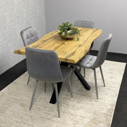 Kosy Koala 4 Seater Velvet Wooden Rectangle Dining Set Grey - Multi - Wilko - thumbnail 6