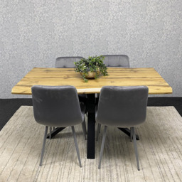 Kosy Koala 4 Seater Velvet Wooden Rectangle Dining Set Grey - Multi - Wilko - thumbnail 5
