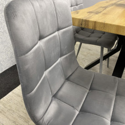 Kosy Koala 4 Seater Velvet Wooden Rectangle Dining Set Grey - Multi - Wilko - thumbnail 3