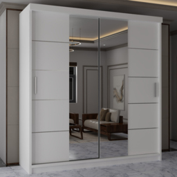 Sliding Wardrobes 4U 2 Sliding Door White Half Mirrored Wardrobe 150cm - Size: 2 Door - Wilko - thumbnail 1