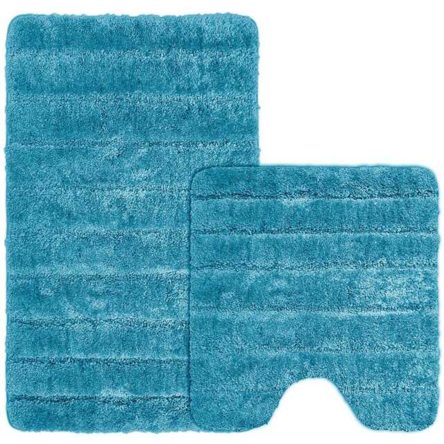 Velosso Lexington Jade Bath Mat Set - Size: 50 x 80 x 1cm - Green - Wilko - image 1