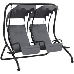 Outsunny 2 Seater Grey Swing Chair with Canopy - Size: 168 x 66 x 25cm - Wilko - thumbnail 3