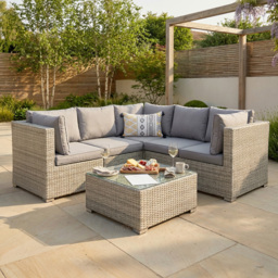 Outdoor Essentials Avalon 4 Seater Natural Rattan Garden Lounge Set - Grey - Wilko - thumbnail 4
