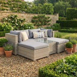 Outdoor Essentials Avalon 4 Seater Natural Rattan Garden Lounge Set - Grey - Wilko - thumbnail 6