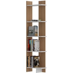 Decorotika Alis 5 Tier Teak and White Corner Bookcase - Size: 170 x 45 x 21.6cm - Multi - Wilko - thumbnail 3