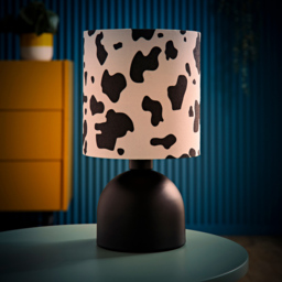 ValueLights Miley Cow Print Drum Lamp Shade Matte Black LED Table Lamp - Size: 28.5 x 16 x 16cm - Wilko - thumbnail 7