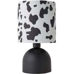 ValueLights Miley Cow Print Drum Lamp Shade Matte Black LED Table Lamp - Size: 28.5 x 16 x 16cm - Wilko
