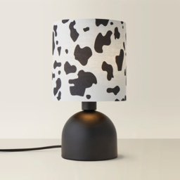 ValueLights Miley Cow Print Drum Lamp Shade Matte Black LED Table Lamp - Size: 28.5 x 16 x 16cm - Wilko - thumbnail 6
