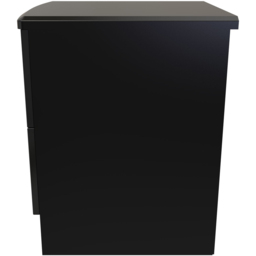 Crowndale Knightsbridge 2 Drawer Black Gloss and Black Compact Bedside Cabinet Ready Assembled - Black Gloss & Black - Wilko - thumbnail 7