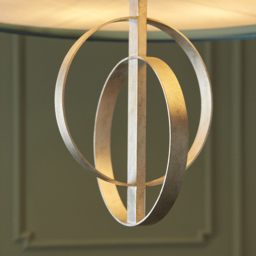Merano Trento Antique Silver and Teal Satin Fabric 5 Light Pendant Ceiling Light - Size: 70 x 70 x 204cm - Wilko - thumbnail 7