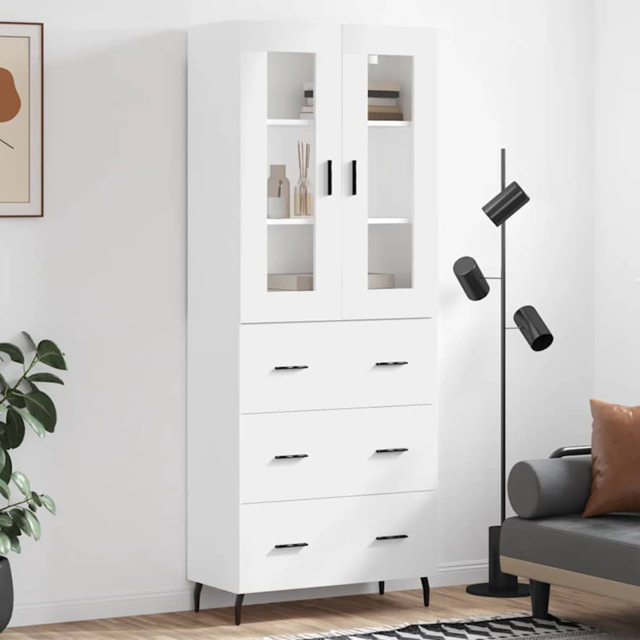 vidaXL 2 Door 3 Drawer 3 Shelf White Highboard - Size: 180 x 69.5 x 34cm - Wilko - image 1