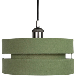 Happy Homewares 3 Tier Olive Green Linen Fabric Ceiling Pendant Light Shade - Size: 13 x 26 x 26cm - Wilko - thumbnail 1
