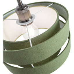 Happy Homewares 3 Tier Olive Green Linen Fabric Ceiling Pendant Light Shade - Size: 13 x 26 x 26cm - Wilko - thumbnail 4