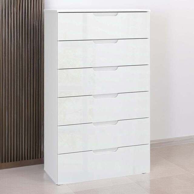 Florence Sienna 6 Drawer White High Gloss Chest of Drawers - Furniture To Go - Wilko - image 1