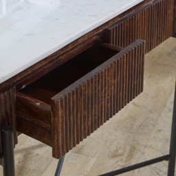 Brooklyn Opal 2 Drawer Marble Top Mango Wood Console Table - Brown - Wilko - thumbnail 4