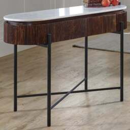 Brooklyn Opal 2 Drawer Marble Top Mango Wood Console Table - Brown - Wilko - thumbnail 1