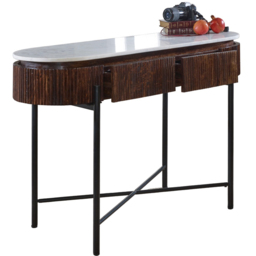 Brooklyn Opal 2 Drawer Marble Top Mango Wood Console Table - Brown - Wilko - thumbnail 3