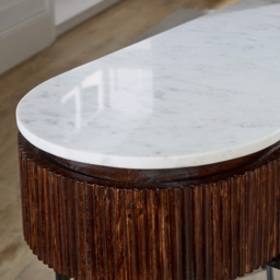 Brooklyn Opal 2 Drawer Marble Top Mango Wood Console Table - Brown - Wilko - thumbnail 5