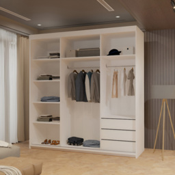 Sliding Wardrobes 4U Queen 2 Door White Wide Full Length Mirrored Sliding Wardrobe 200cm - Wilko - thumbnail 5