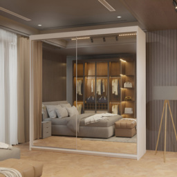 Sliding Wardrobes 4U Queen 2 Door White Wide Full Length Mirrored Sliding Wardrobe 200cm - Wilko - thumbnail 6